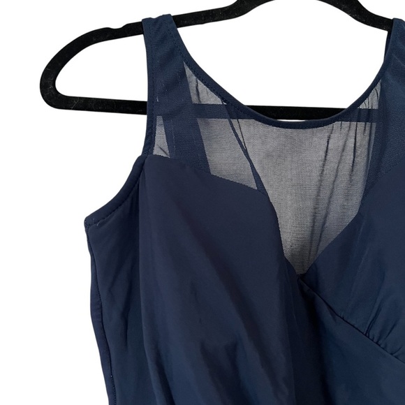 Miraclesuit Ruched One Piece in Navy With Sheer Detail size 16W - Picture 3 of 12
